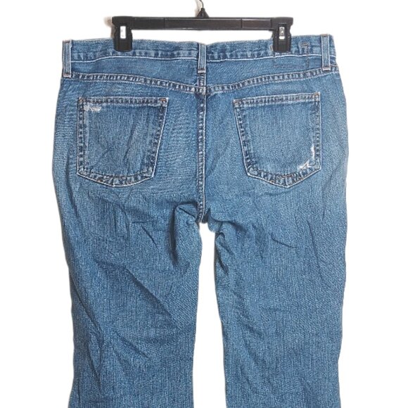 GAP Bootcut Jeans Womens 14 Medium Wash Mid Rise Distressed Crop Denim - Picture 4 of 4